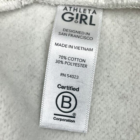 Athleta Girls Strength Funnel Neck Sweat Shirt Oatmeal Heather Slits Size 14 XL - Picture 8 of 8